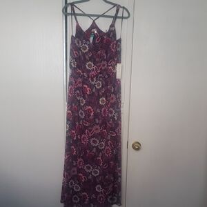 Nine Briton Purple Pink White Floral Dress Size M Very Beach Spring Vacation .
